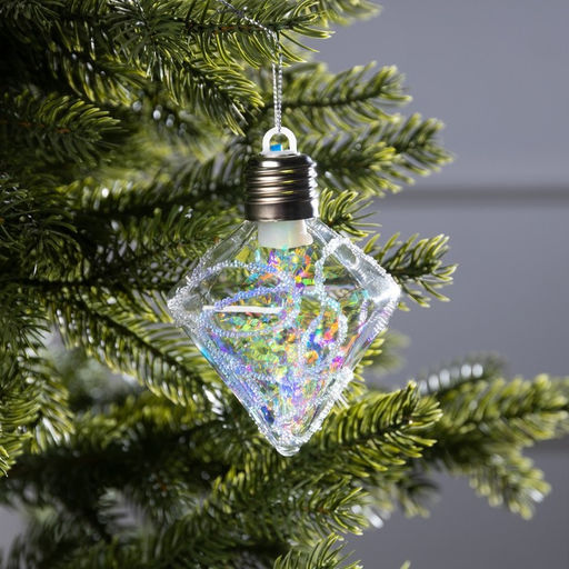 Ёлочный шар Морозный кристалл, 11х7.5 см, 1 LED, от батареек, свечение RGB - Luazon lighting фото 11