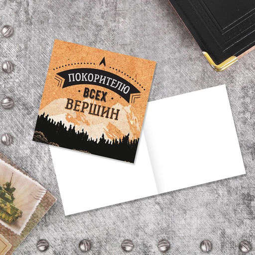 Цена за 20 шт. Открытка‒мини «Покорителю всех вершин», 7×7 см