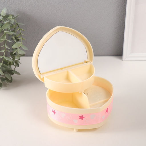 Шкатулка музыкальная механическая Нежные розы, пластик, молочная, 12?13.5?10.5 см