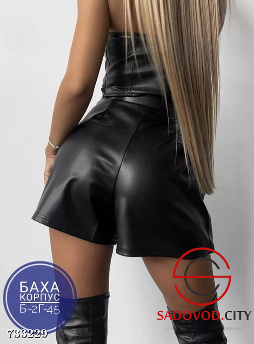 Юбка-шорты кожаные мини - Bruno фото 5