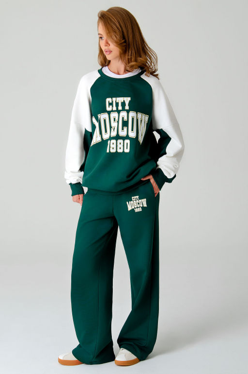 Арт. 2-541 Костюм женский с брюками 44-50 (4 шт) Цвет:изумруд,белый - Калинка фото 4