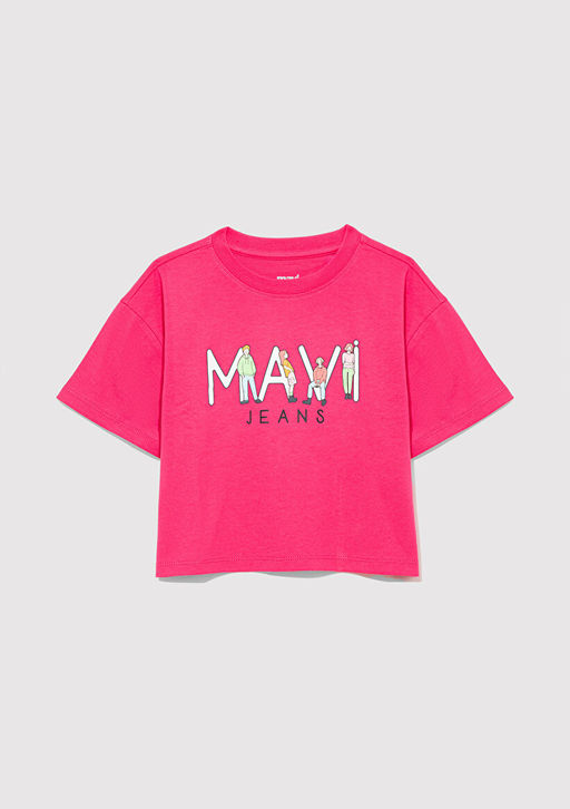 Mavi Jeans Bask?l? Pembe Tisort