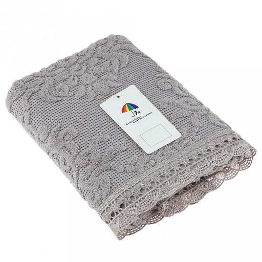 Полотенце махровое "Династия" 50х90см, хлопок 100%, ажурный кант, серый (Китай)