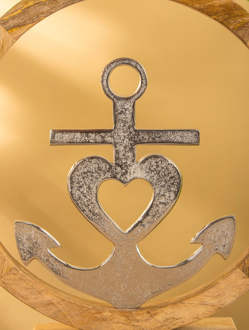 Якорь на подставке, 36×7×39 см, алюминий, дерево