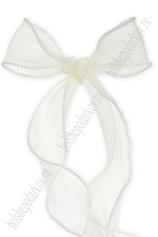 Лента органза с декоративным швом и бусинами 5 см*10 ярд (SF-7033) айвори