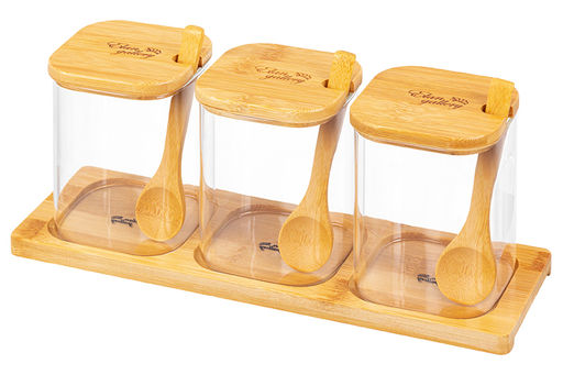 Набор банок для специй Elan Gallery Crystal Glass 3 шт 450 мл с ложкой фото 18