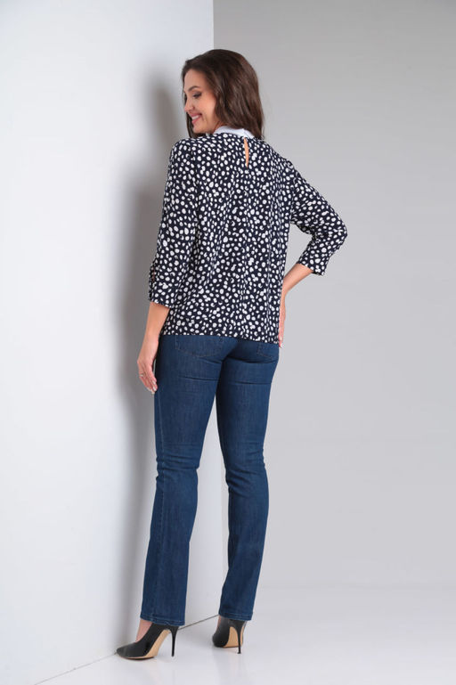 Блуза Modema 735-2 горох на синем  фото 3
