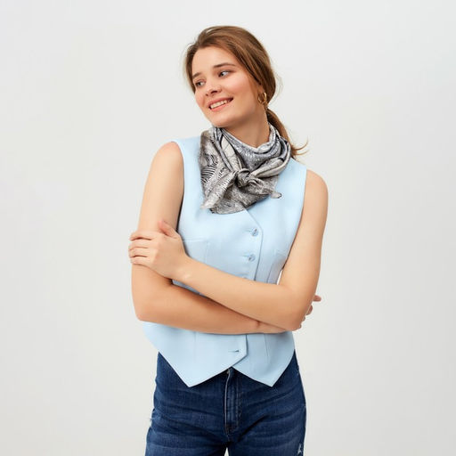 Платок женский MINAKU р-р 90*90 см, цвет серый  фото 4