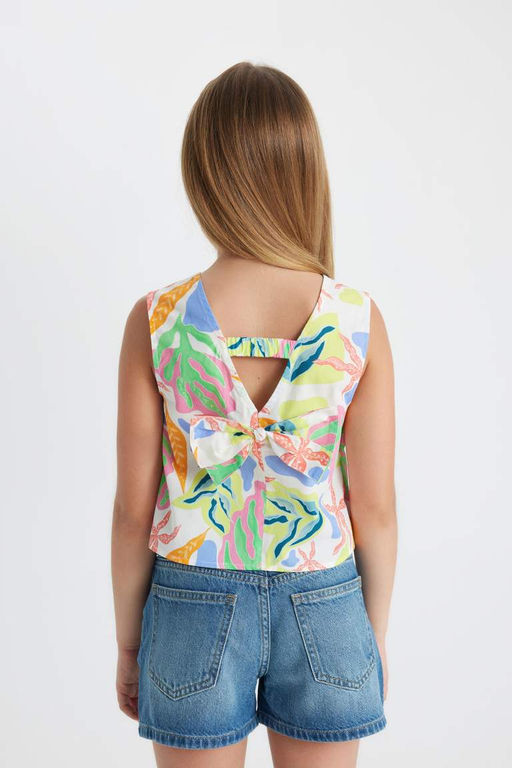 Блузка без рукавов с узором для девочки - Defacto фото 7