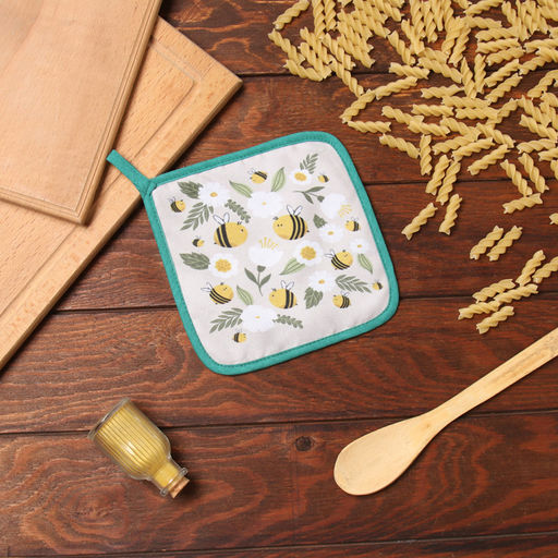 Прихватка Доляна Пчелы 17х17 см, 35% хл, 65% пэ, ватин 250 г/м2  фото 5