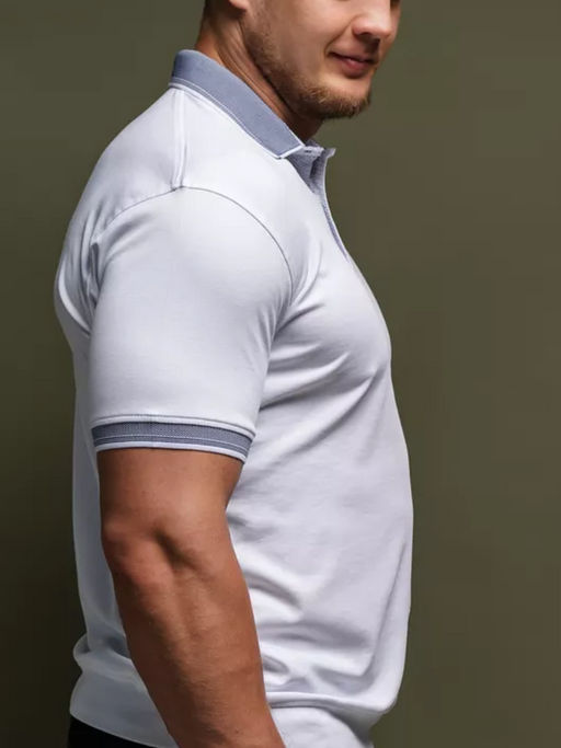 FIBAK Футболка поло мужская   Белый  M-8003 - Relay фото 2