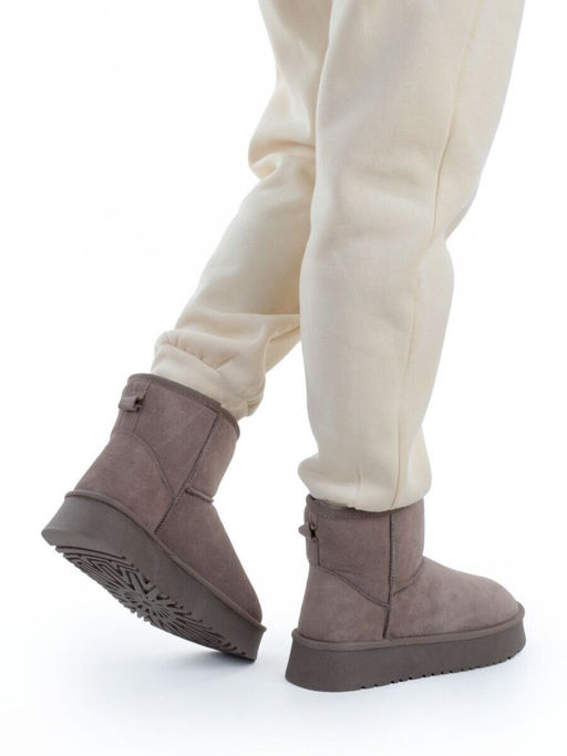 04-PF8521-4 GRAY/BEIGE Угги женские (натуральная замша, 100% шерсть)