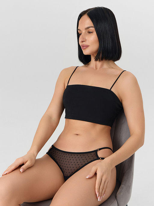 Цена за 2 штуки! Трусы бразилиана женские с вырезами в боковых частях черные - Mark formelle фото 7