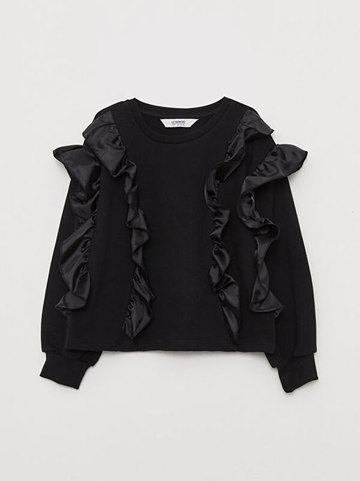 Bisiklet Yaka F?rf?r Detayl? Uzun Kollu K?z ?ocuk Sweatshirt - Waikiki фото 3