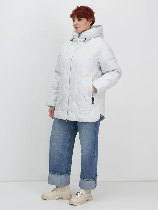 Куртка женская демисезонная с капюшоном серого цвета 1140Sr - Mtforce фото 4