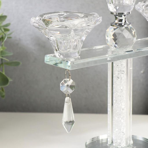 Стеклянный подсвечник на 3 свечи «Цветочные бутоны», 18×19.5×7 см