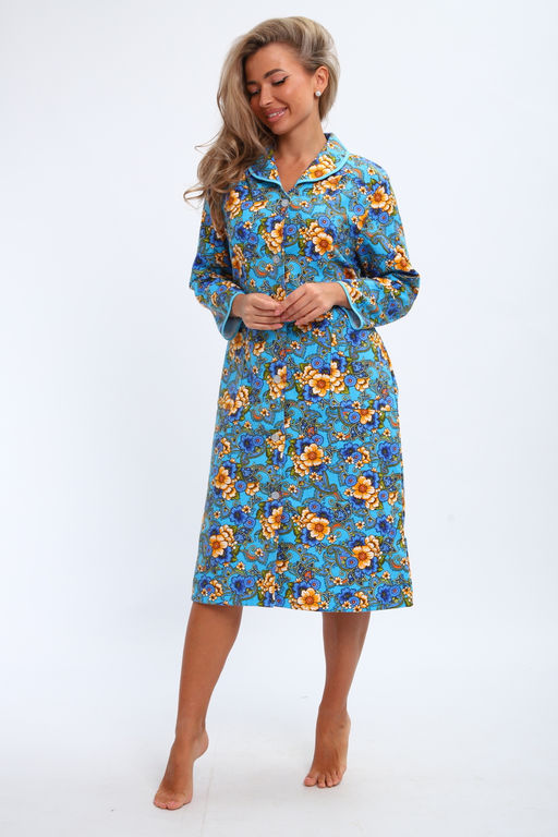 Халат женский из фланели Маша макси цветы