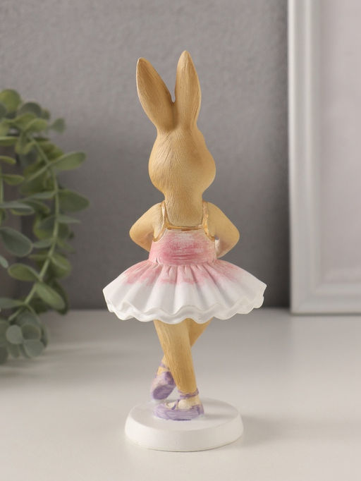 Фигурка полистоун Зайка-балерина в бело-розовой пачке, 7?7?18 см