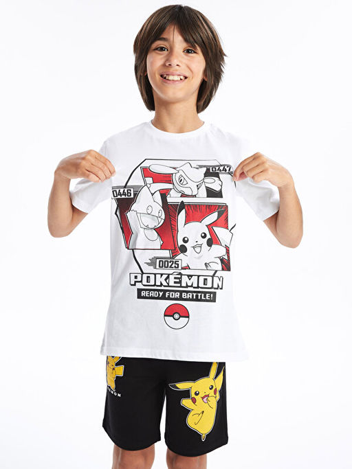 Bisiklet Yaka Pokemon Bask?l? K?sa Kollu Erkek ?ocuk Ti??rt - Waikiki фото 3