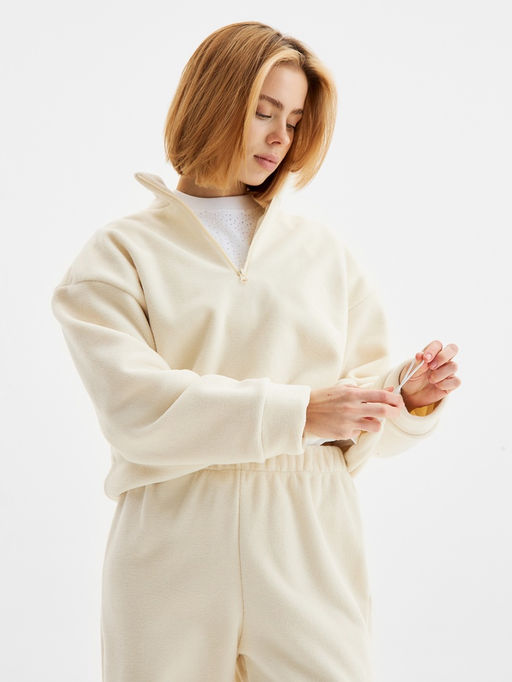 Костюм женский (анорак, брюки) MINAKU: Fleece Soft, размер 48, бежевый