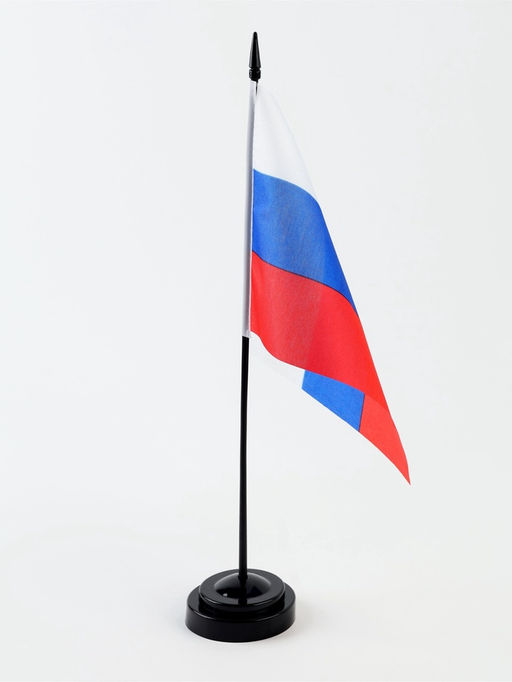 Флаг России, 14×21 см, флагшток 33.5×6.4 см, полиэстер
