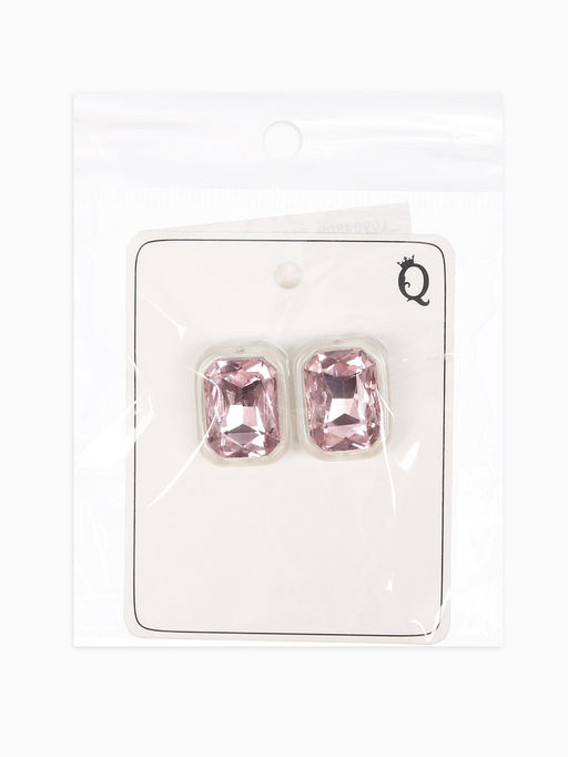 Серьги "Кристалл" прямоугольник грань, цвет прозрачно-розовый