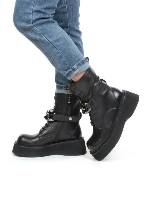 01-CYX03-1 BLACK Ботинки демисезонные женские (натуральная кожа, байка) - Фабричный китай фото 3