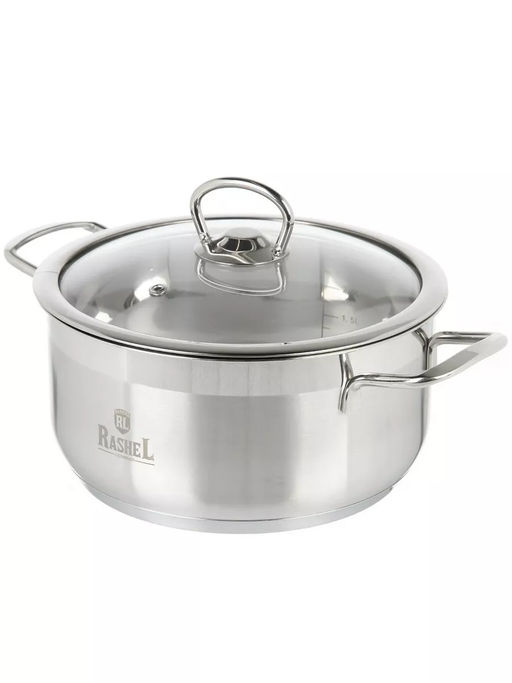 Кастрюля 4л из нержавеющей стали со стекл. кр., 22х11см (R-40) /Rashel/  фото 2