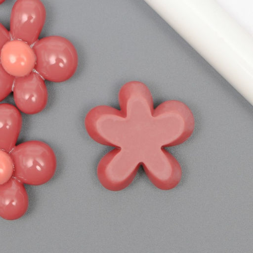 Цена за 10 шт. Декор для творчества пластик Цветок розовый со светло-розовым, 2.8?3?1 см