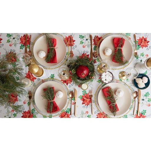Скатерть новогодняя Этель Christmas red flowers 149?220 см с ГМВО, 100% хлопок, саржа 190 г/м?