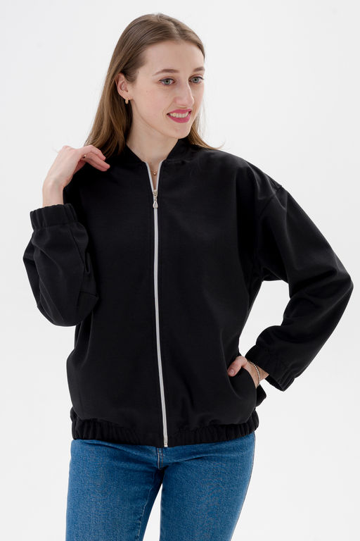 Бомбер из коттон фита чёрный макси - Амадэль фото 7