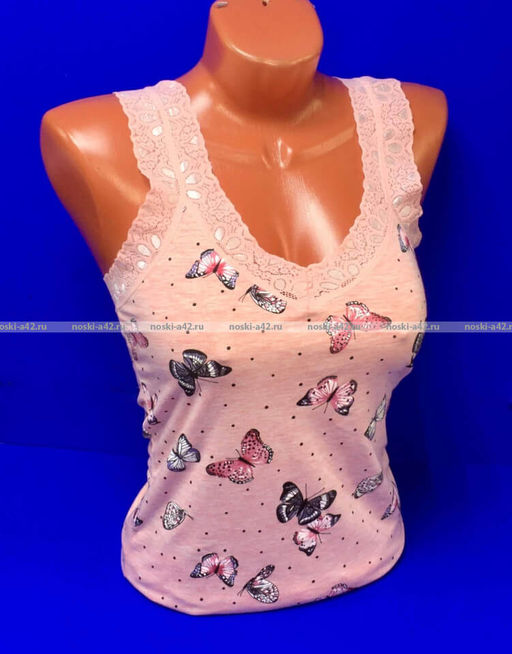 Цена за 1 шт. Майки женские Miss Emma Турция Кружево Бабочки розовые