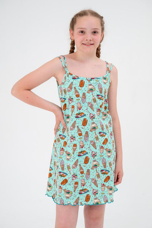 Ночная сорочка подростковая из кулирки Оливия мороженное - Амадэль фото 2