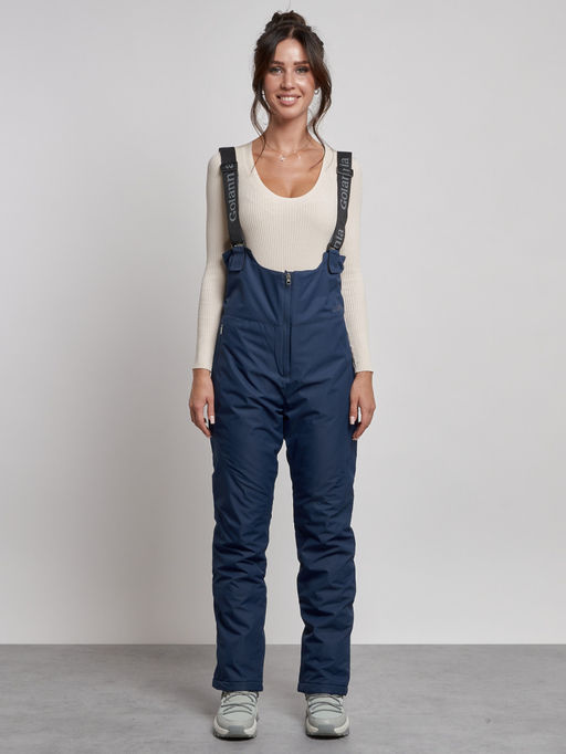 Полукомбинезон с высокой посадкой женский зимний темно-синего цвета 7605TS - Colannia фото 2