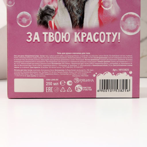 Подарочный набор косметики «Да, я красотка!», гель для душа 250 мл и мочалка, Чистое счастье