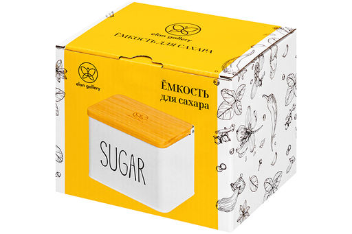 Емкость для хранения 1,5 л 14*11*11 см SUGAR с деревянной крышкой, белая - Elan gallery фото 15