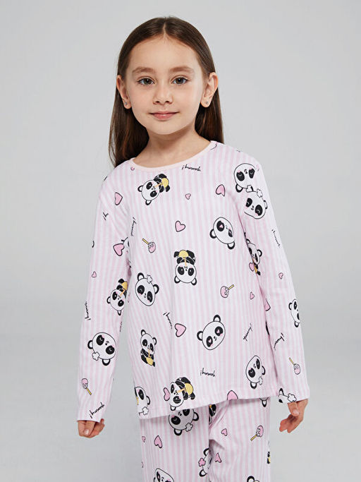 Bisiklet Yaka K?z ?ocuk Pijama Tak?m