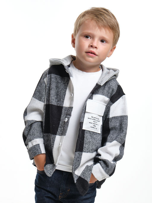 Рубашка с капюшоном комфорт и стиль UD 7988 клетка черная - Mini maxi фото 9