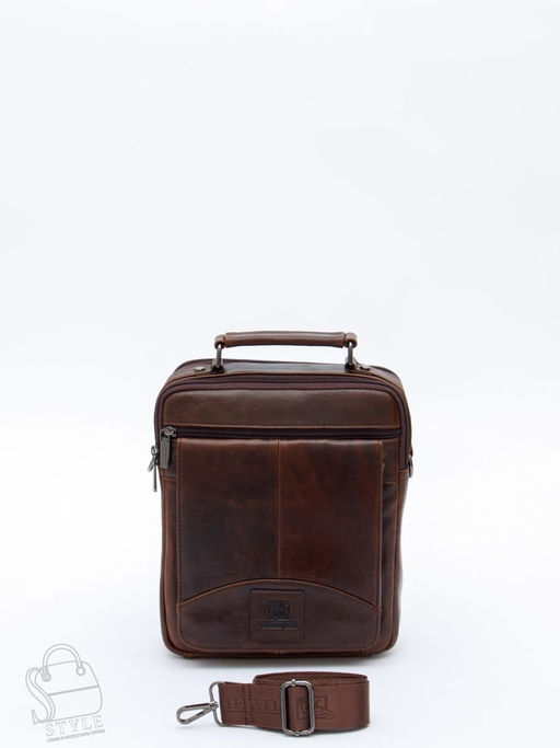Сумка мужская кожаная 604M brown Fuzhiniao в Новосибирске