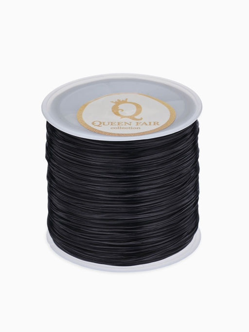 Нить силиконовая (резинка), плоская 1 мм, L=50 м, чёрная