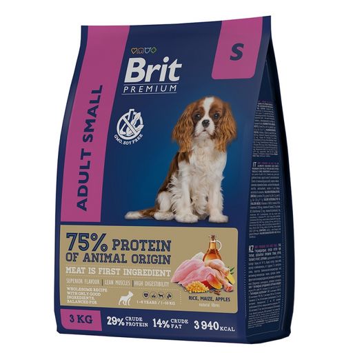 Брит Premium Dog Adult Small с курицей д/взрослых собак мелких пород (110 кг), 3 кг 5049905