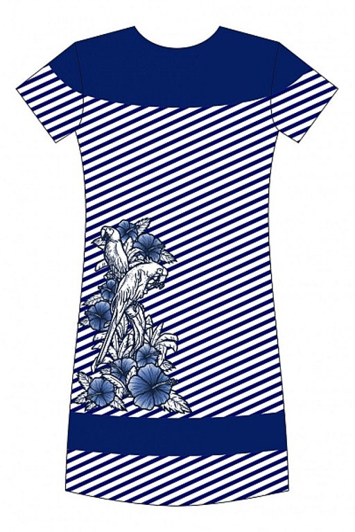 Платье Полоска - диагональ, принт, василёк (338-1) - Плиона фото 3