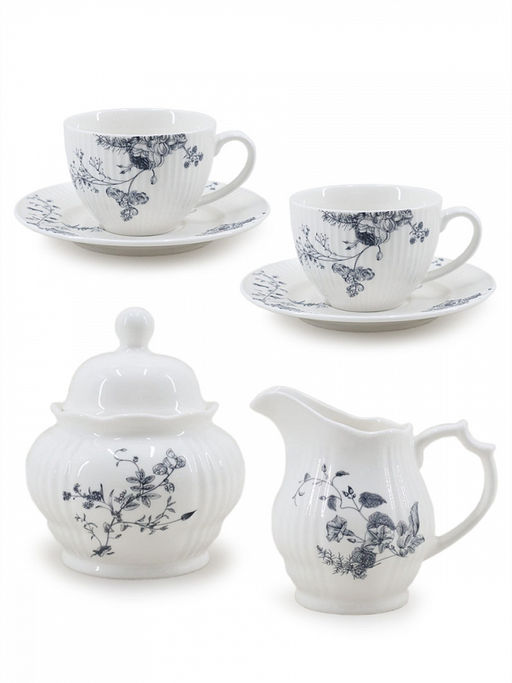 Набор столовой посуды, 6 предметов белый фарфор