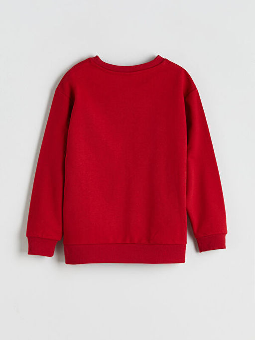 Bisiklet Yaka Bask?l? Erkek ?ocuk Sweatshirt