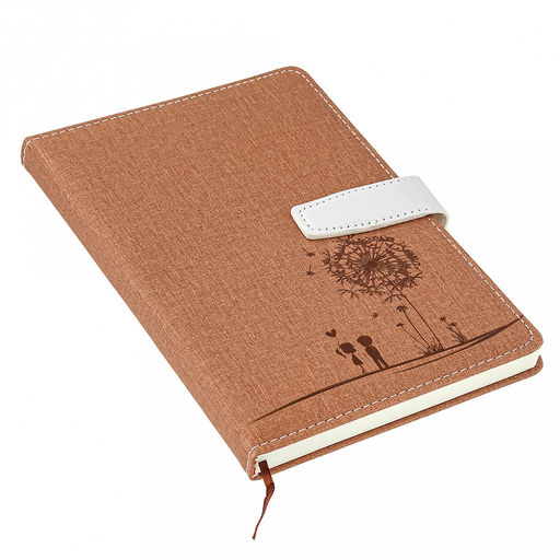 Ежедневник недатированный 14,2х21см Одуванчик 112 листов в линейку, сшитый внутренний блок, с закладкой, обложка ПВХ, отделочная строчка, тиснение золотом, цвет коричневый, матовый, застежка на магните (Китай) - Домашняя мода фото 7