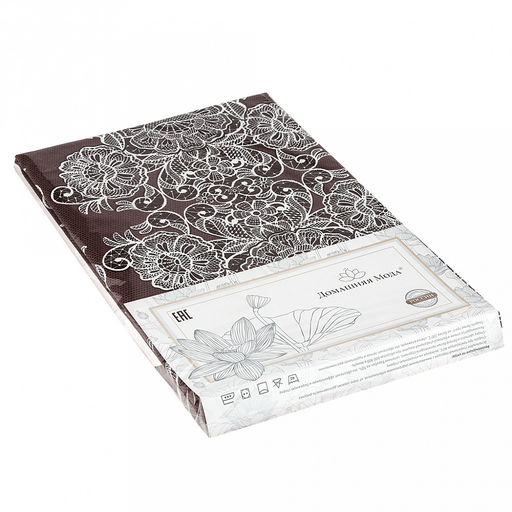 Дорожка столовая, сервировочная 50х150см "Кружева" шоколад, хлопок "Премиум" 236г/м2, упаковка классическая 28х41см, "Домашняя мода" (Россия)