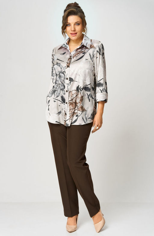 Блуза БелЭльСтиль 877 бежево-коричневый фото 4