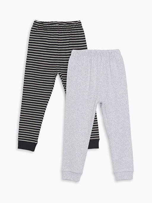 Beli Lastikli ?izgili Erkek Bebek Pijama Alt 2li