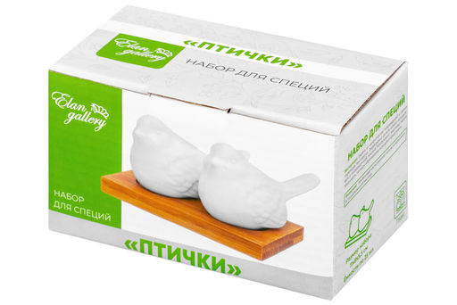 Набор д/специй 2 пр. 11*8*5,5 см 25 мл Птички на дерев. подставке - Elan gallery фото 10