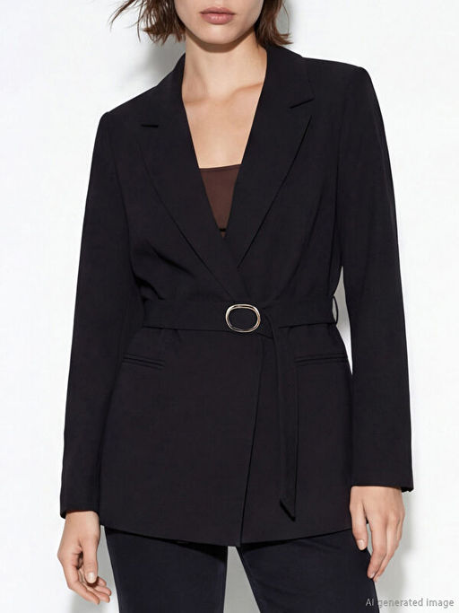 Kemerli Krep Kad?n Blazer Ceket